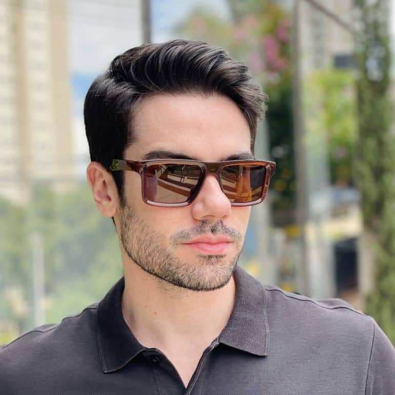 safine com br oculos de sol masculino quadrado marrom benicio