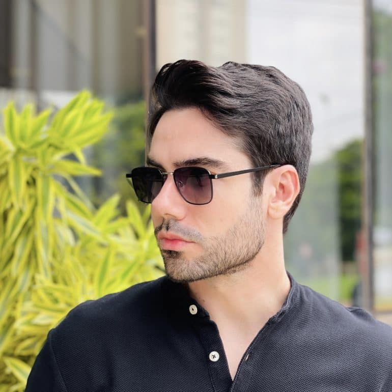 safine com br oculos de sol masculino quadrado preto e prata guilherme 3