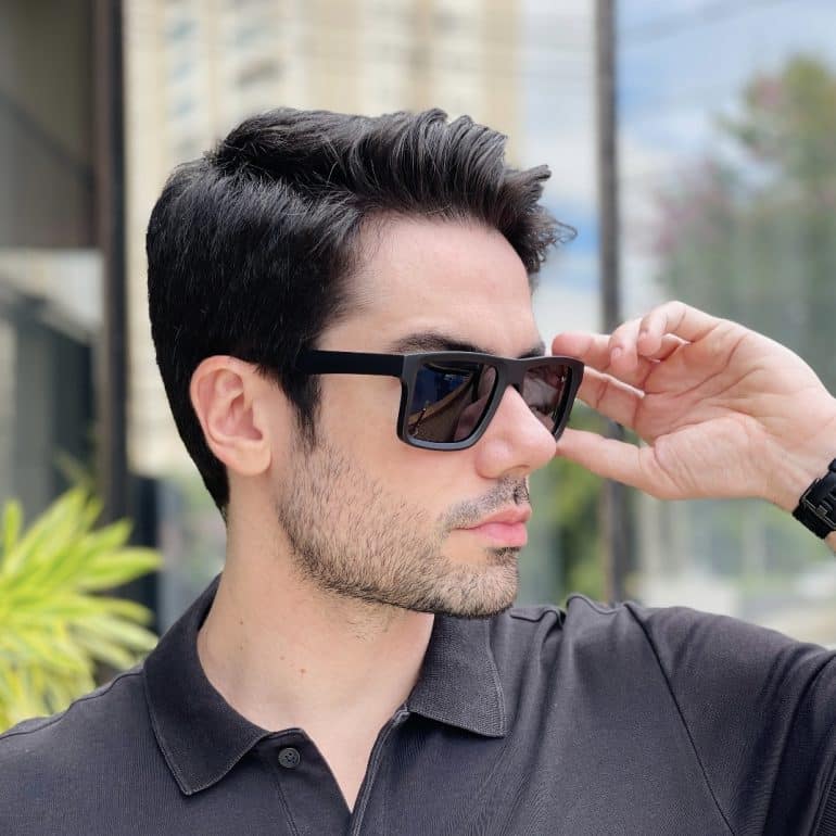 safine com br oculos de sol masculino quadrado preto fosco benicio 2