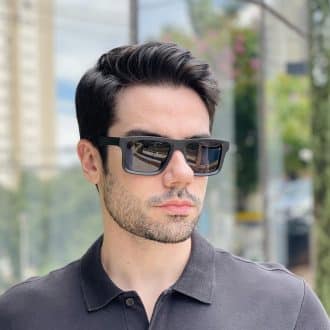 safine com br oculos de sol masculino quadrado preto fosco benicio