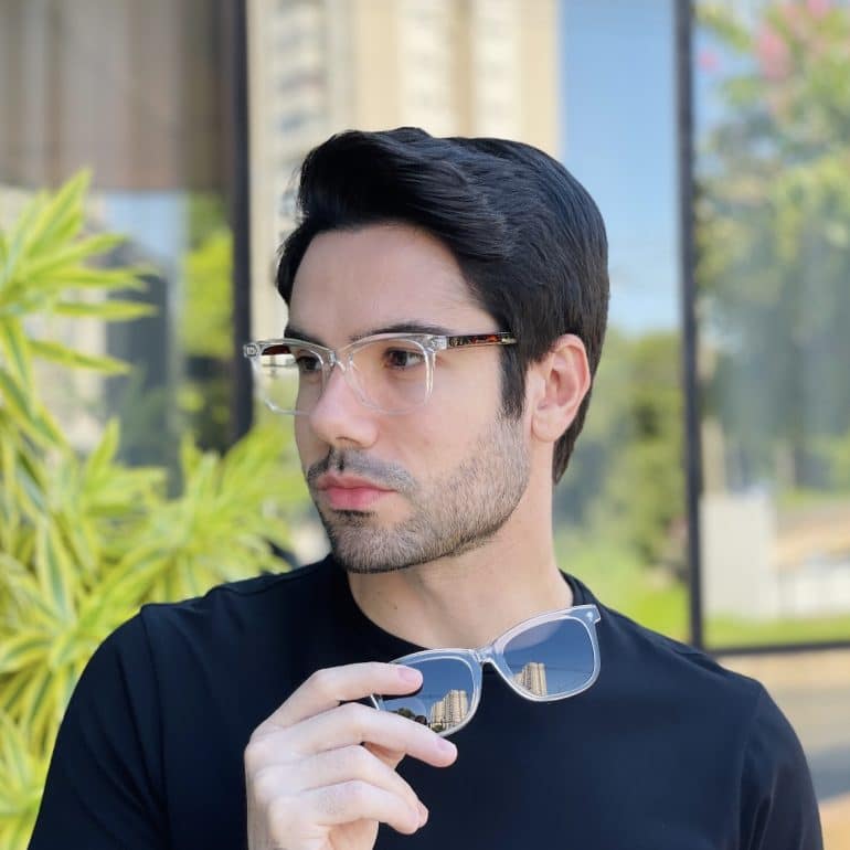 safine com br oculos 2 em 1 clip on masculino quadrado transparente theo 1