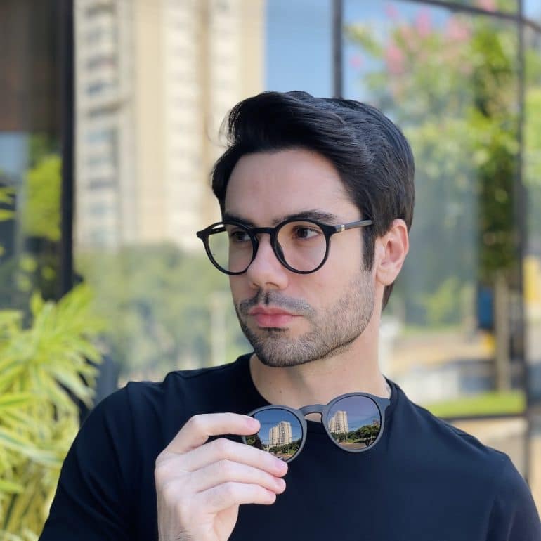 safine com br oculos 2 em 1 clip on masculino redondo preto fosco gabriel 2