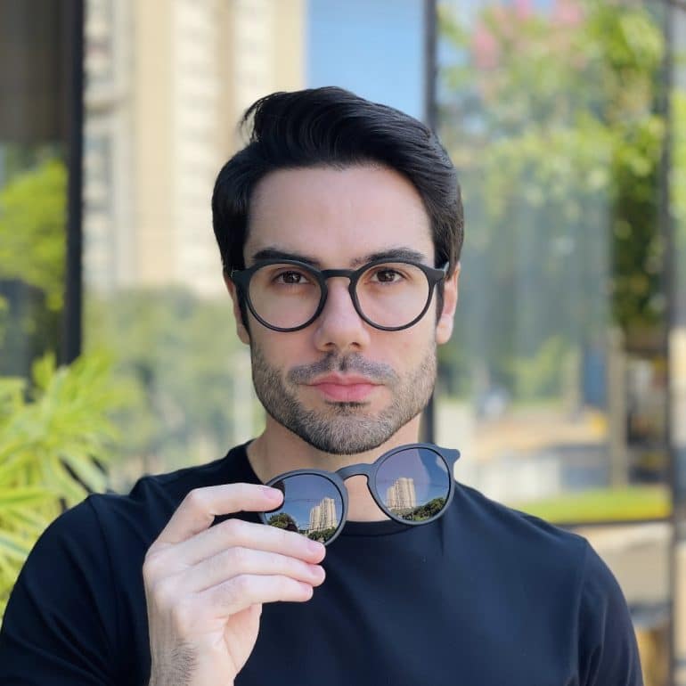 safine com br oculos 2 em 1 clip on masculino redondo preto fosco gabriel