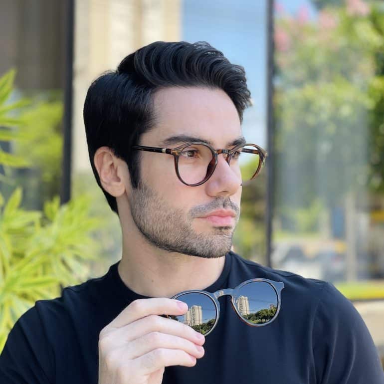 safine com br oculos 2 em 1 clip on masculino redondo tartaruga gabriel 2