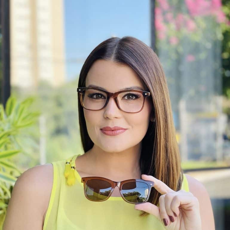 safine com br oculos feminino 2 em 1 clip on quadrado marrom helena