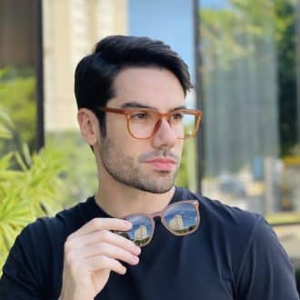 safine com br oculos 2 em 1 clip on masculino hexagonal marrom fosco juliano 1