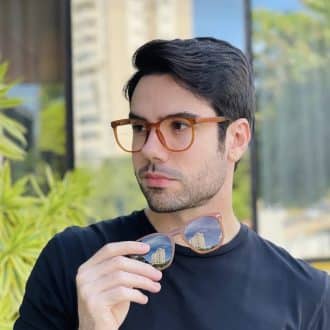 safine com br oculos 2 em 1 clip on masculino hexagonal marrom fosco juliano 2