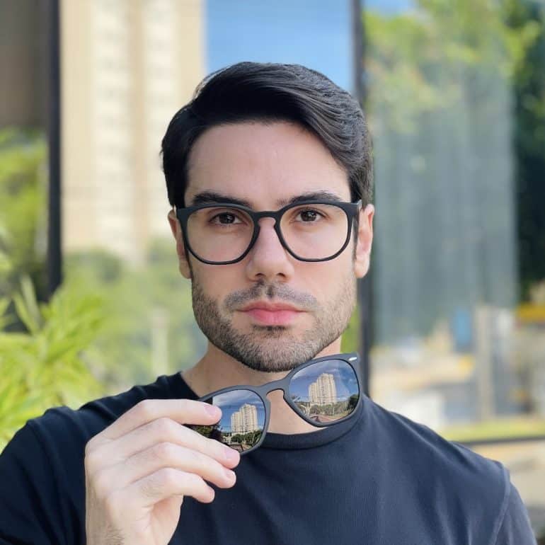 safine com br oculos 2 em 1 clip on masculino hexagonal preto fosco juliano