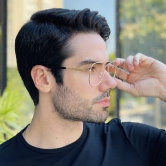 safine com br oculos de grau masculino aviador dourado pietro