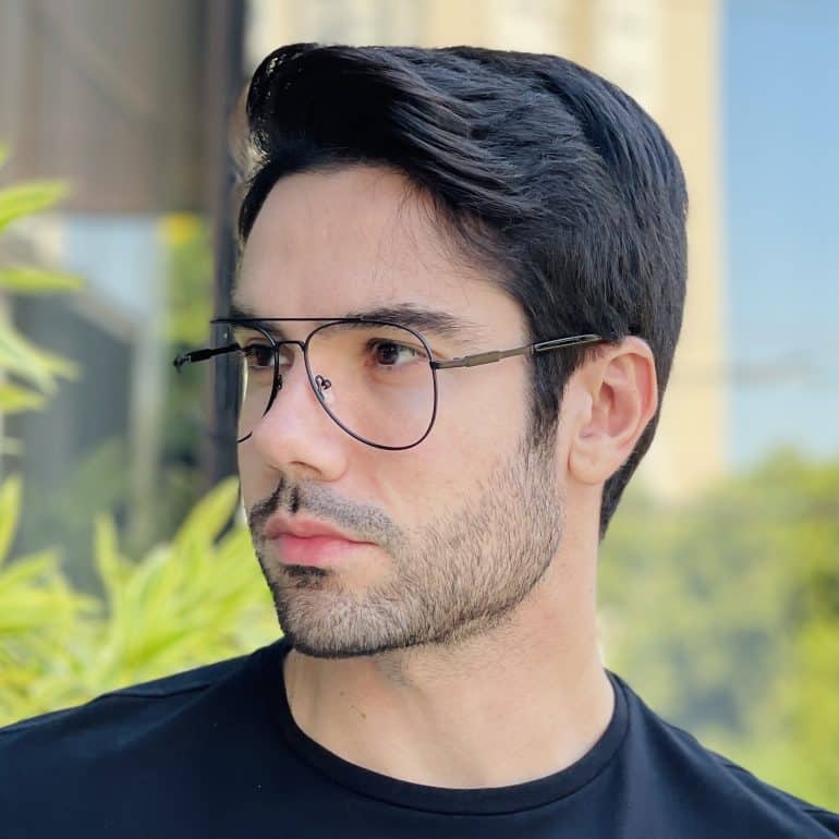 safine com br oculos de grau masculino aviador preto pietro