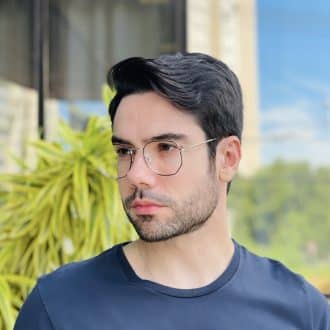 safine com br oculos de grau masculino hexagonal preto e prata caleb 3