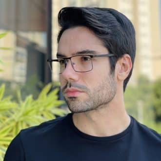 safine com br oculos de grau masculino retangular preto e marrom carlos