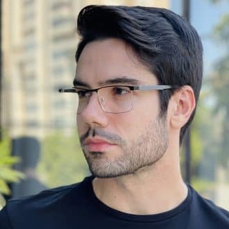 safine com br oculos de grau masculino retangular preto e prata carlos 1