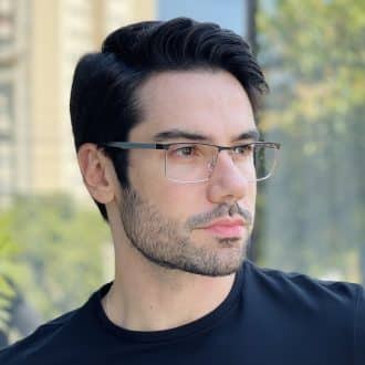 safine com br oculos de grau masculino retangular preto e prata carlos 4