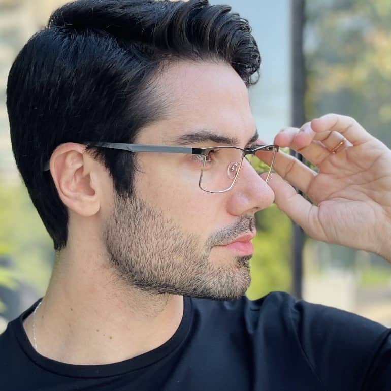 safine com br oculos de grau masculino retangular preto e prata carlos