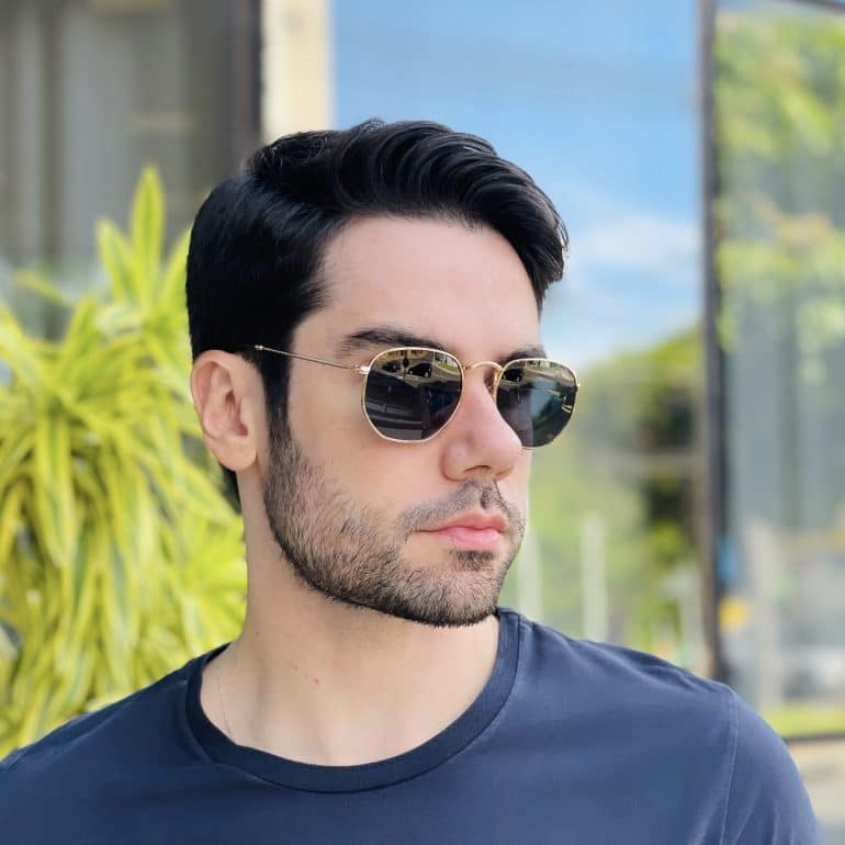 safine com br oculos de sol masculino hexagonal preto e dourado guilherme 2