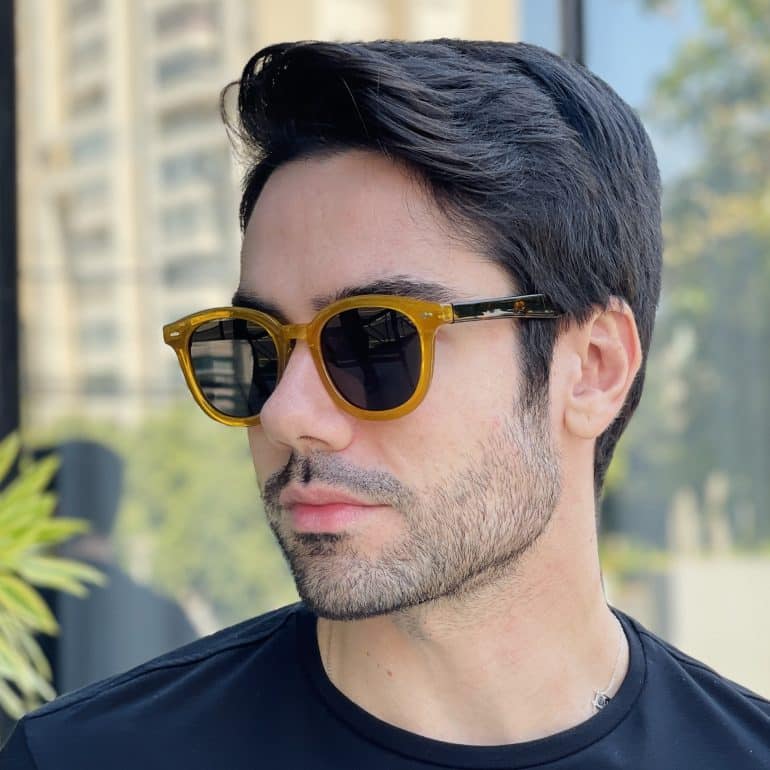 safine com br oculos de sol masculino redondo caramelo igor