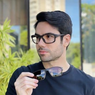 safine com br oculos 2 em 1 clip on masculino retangular marrom tony 2